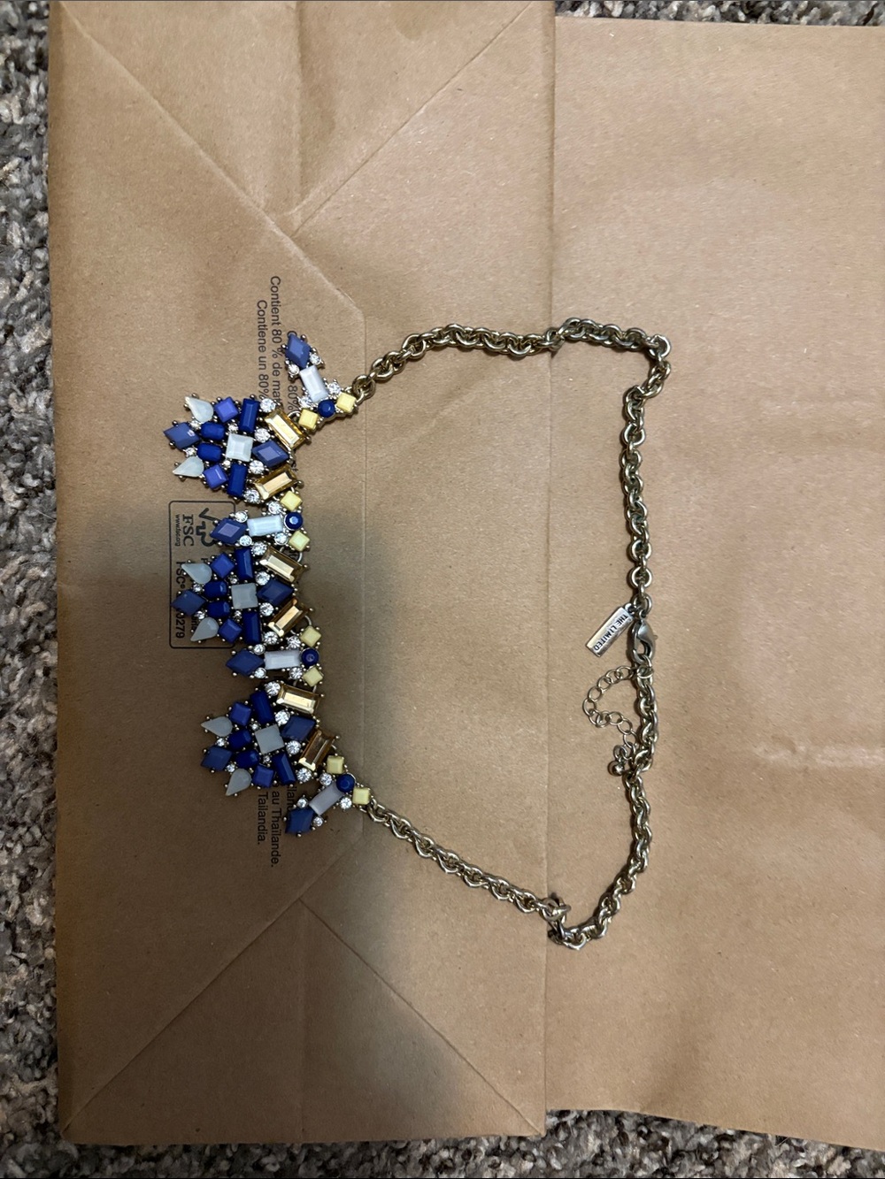 The Limited Blue, White & Yellow Cluster Statement Necklace